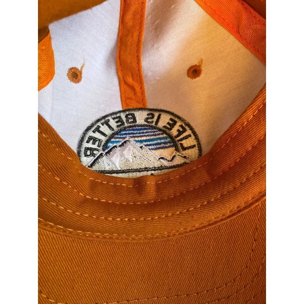 Life is Better in the Mountains Orange Distressed Hat Cap‎ Adjustable
